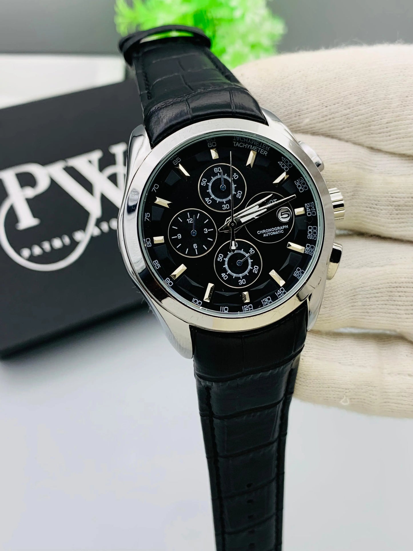 AA+ Silver Chronograph Model (Black) Patni Watches