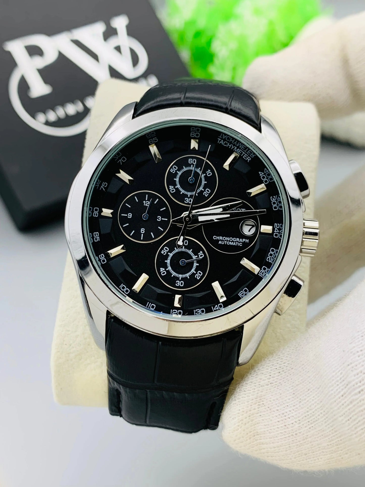AA+ Silver Chronograph Model (Black) Patni Watches