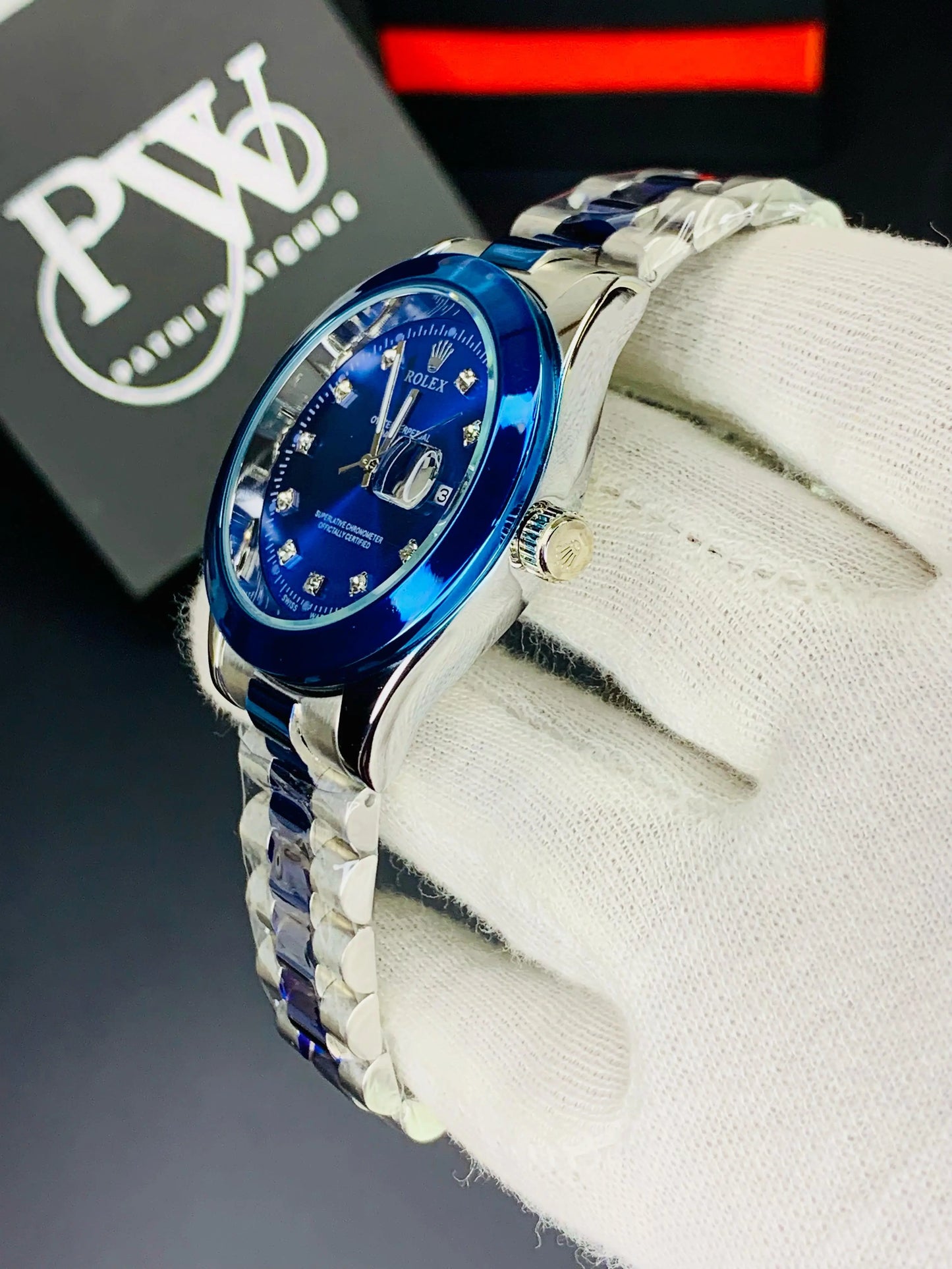 Stone Two Tone Model (Blue) Patni Watches