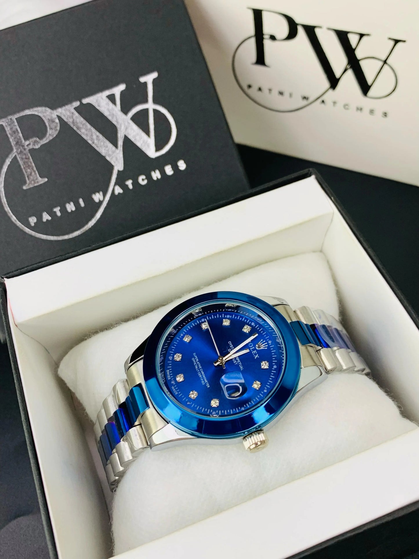 Stone Two Tone Model (Blue) Patni Watches