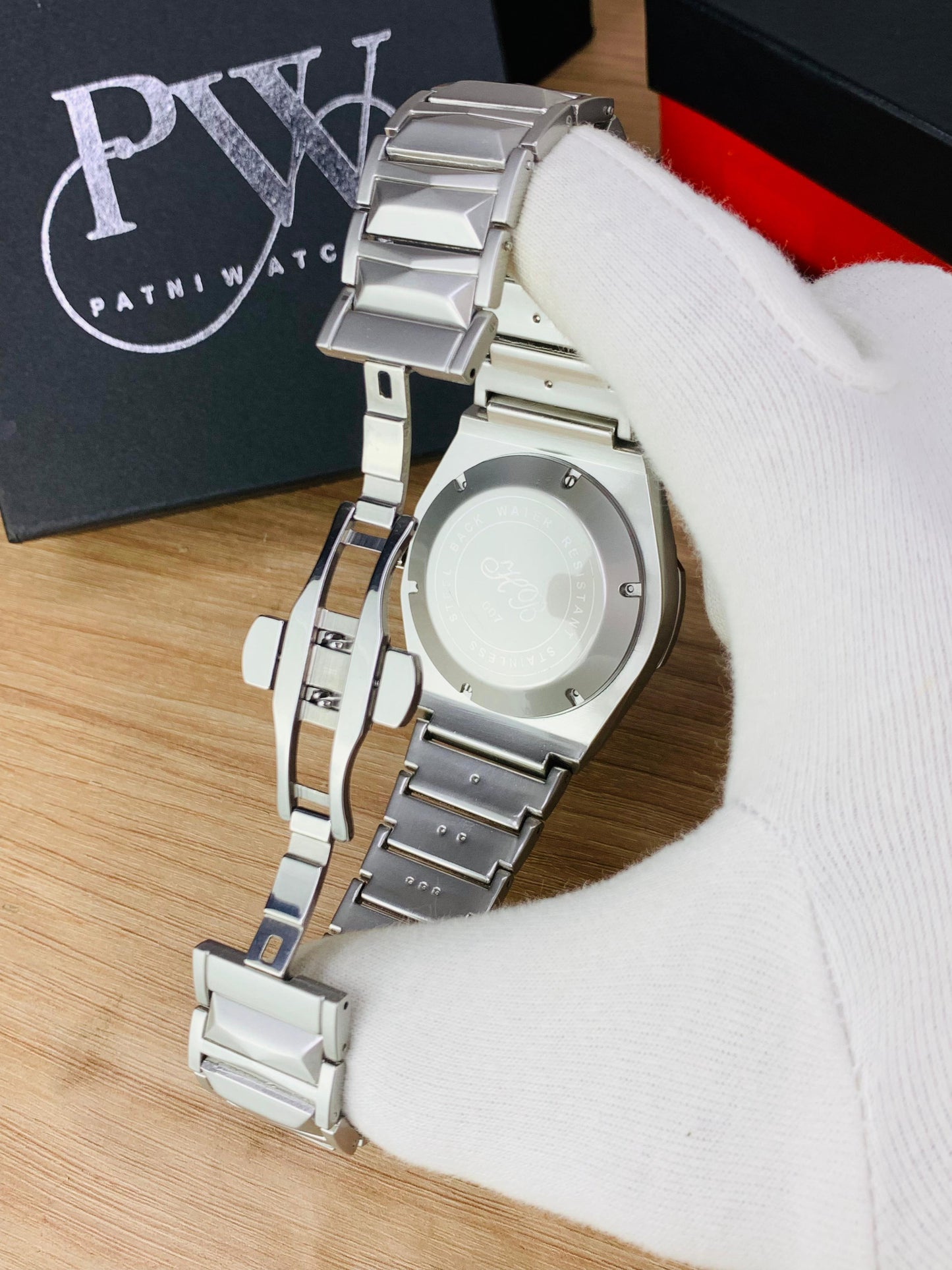 Diamond Cut | Date Adjustment | Texture Chain (Plain Blue) Patni Watches