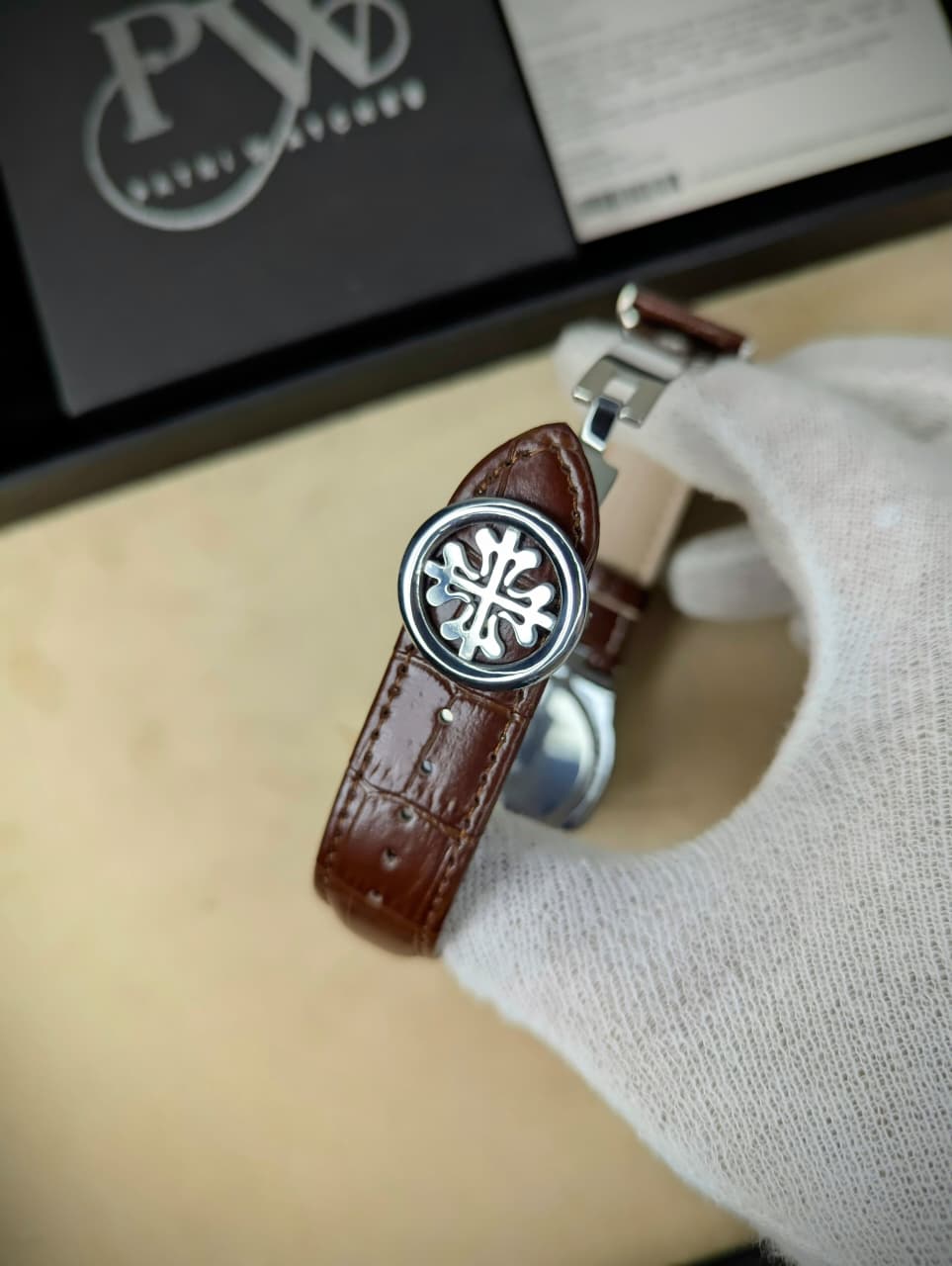 PP Leather Strap (Brown White) Patni Watches