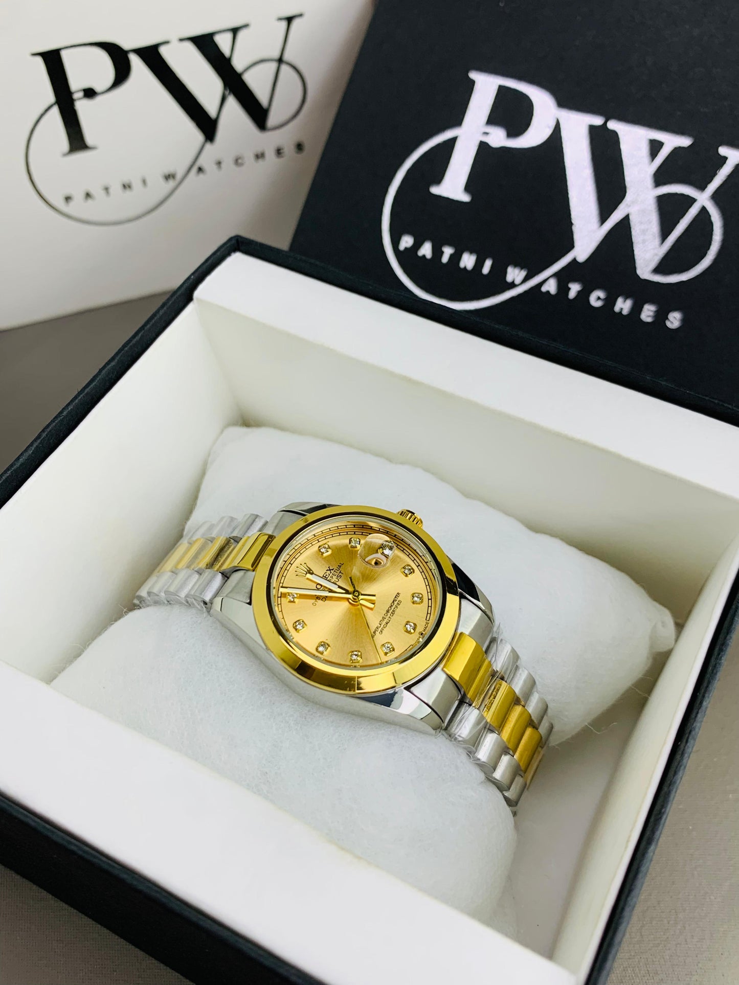 Ladies Stone Two Tone Model (Gold) Patni Watches