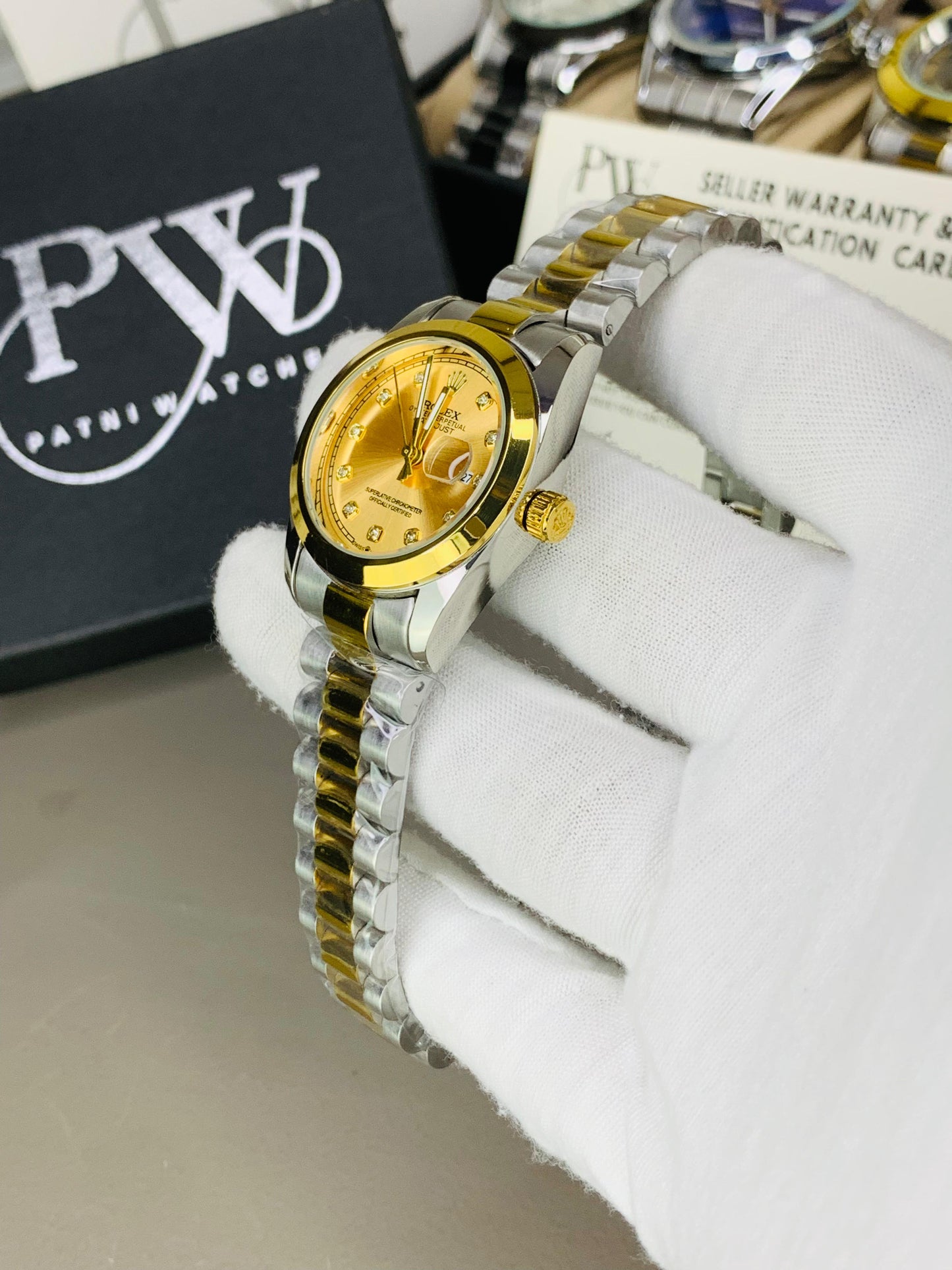 Ladies Stone Two Tone Model (Gold) Patni Watches