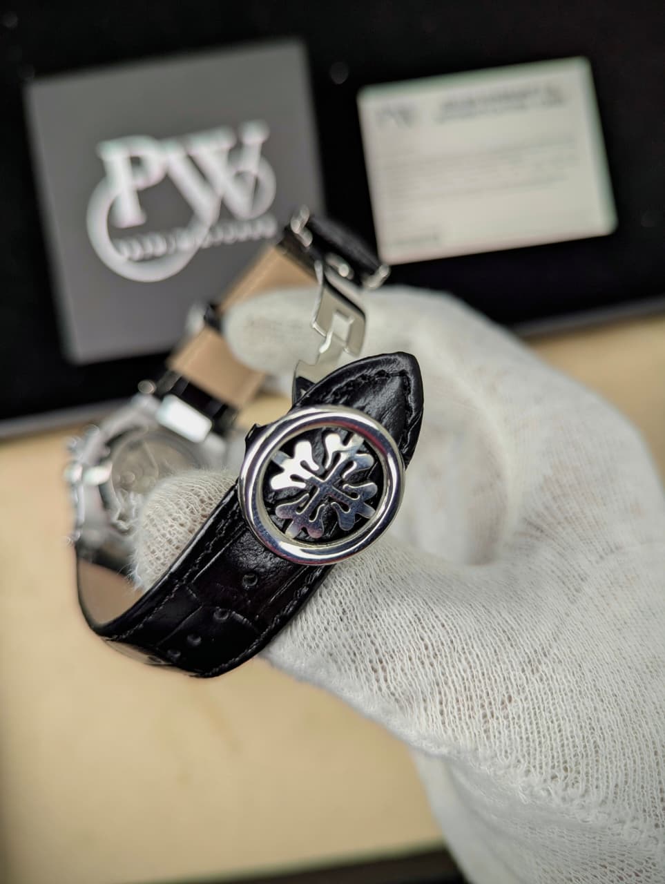 PP Semi-Auto Leather Strap (Black) Patni Watches