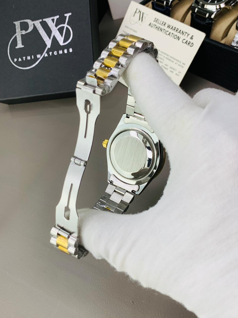 Branded Two Tone Plain Dial (Gold) Patni Watches