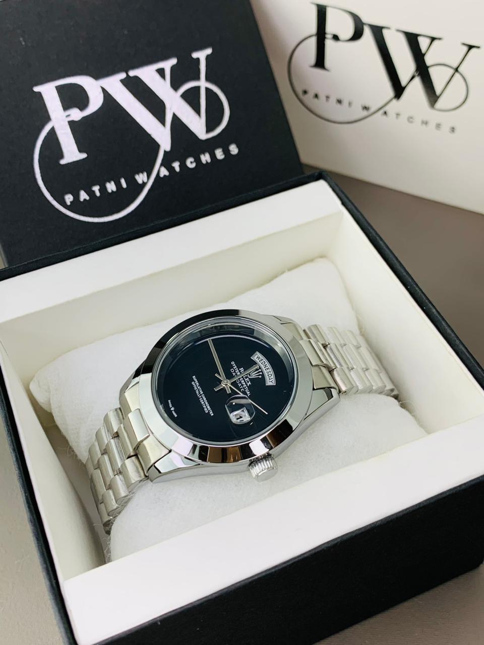 Branded Plain Dial (Black) Patni Watches