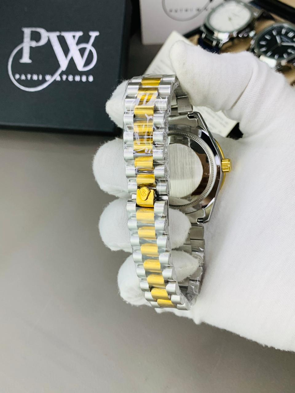 Branded Two Tone Plain Dial (Gold) Patni Watches