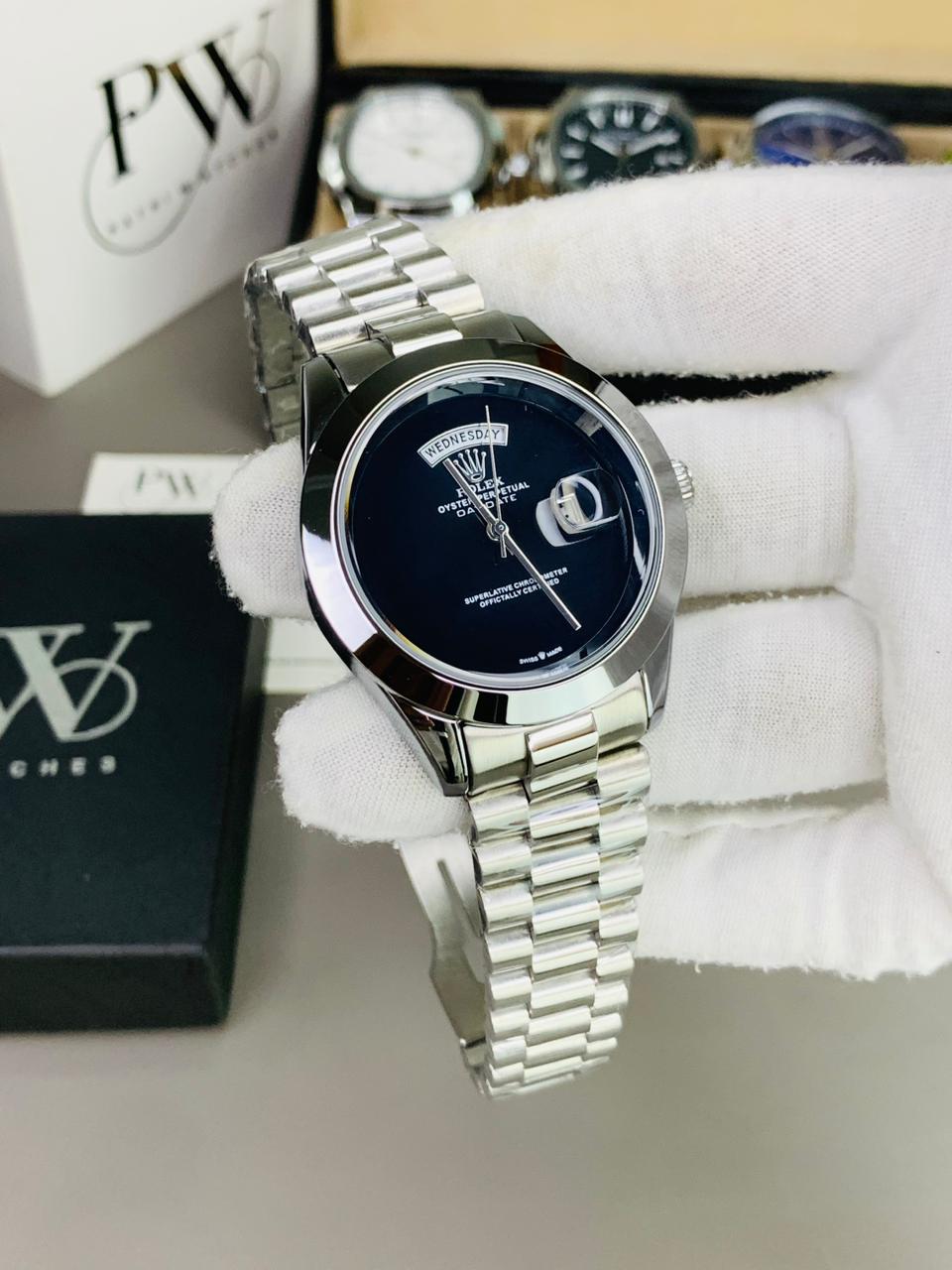 Branded Plain Dial (Black) Patni Watches