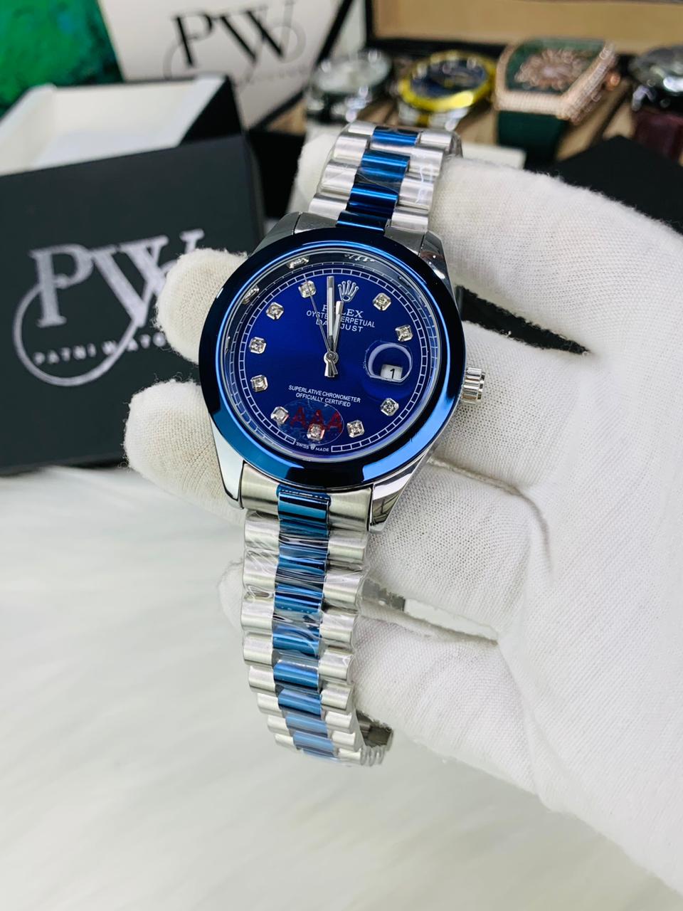Blue Stone Two Tone Model Patni Watches