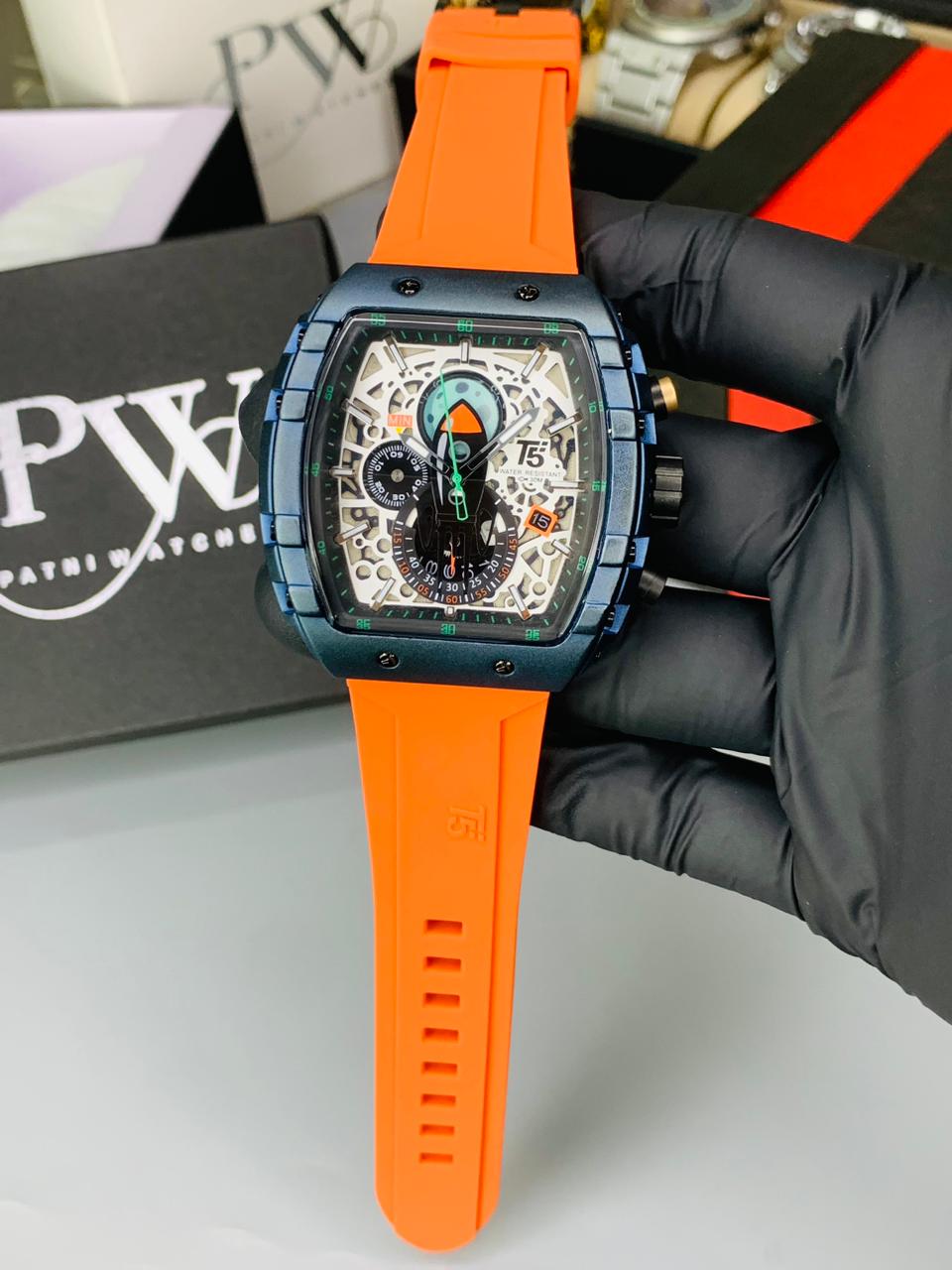 T5 Moon Edition Strap Watch (Orange) Patni Watches
