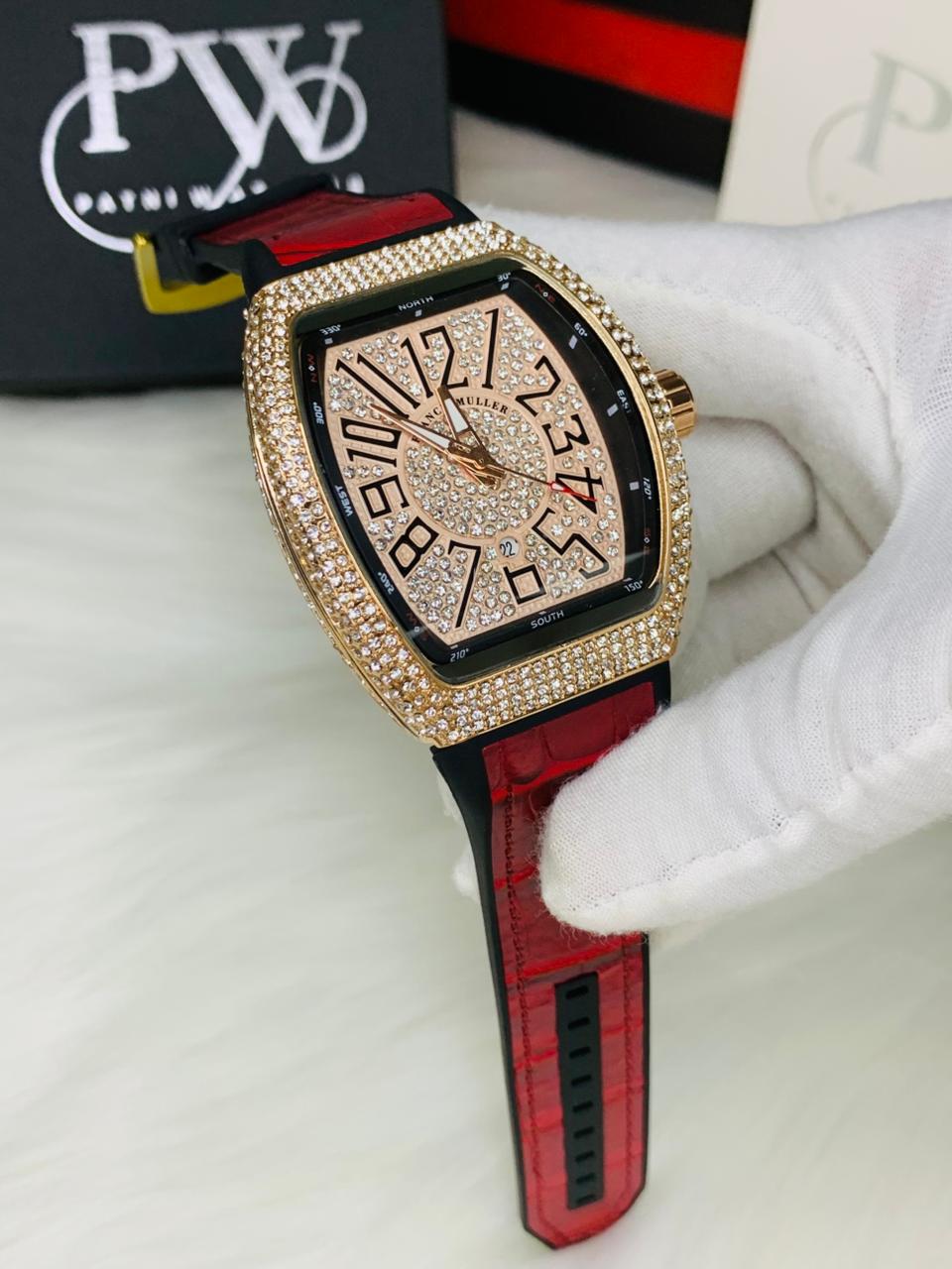 FM Full Stone Model (Red Rosegold) Patni Watches