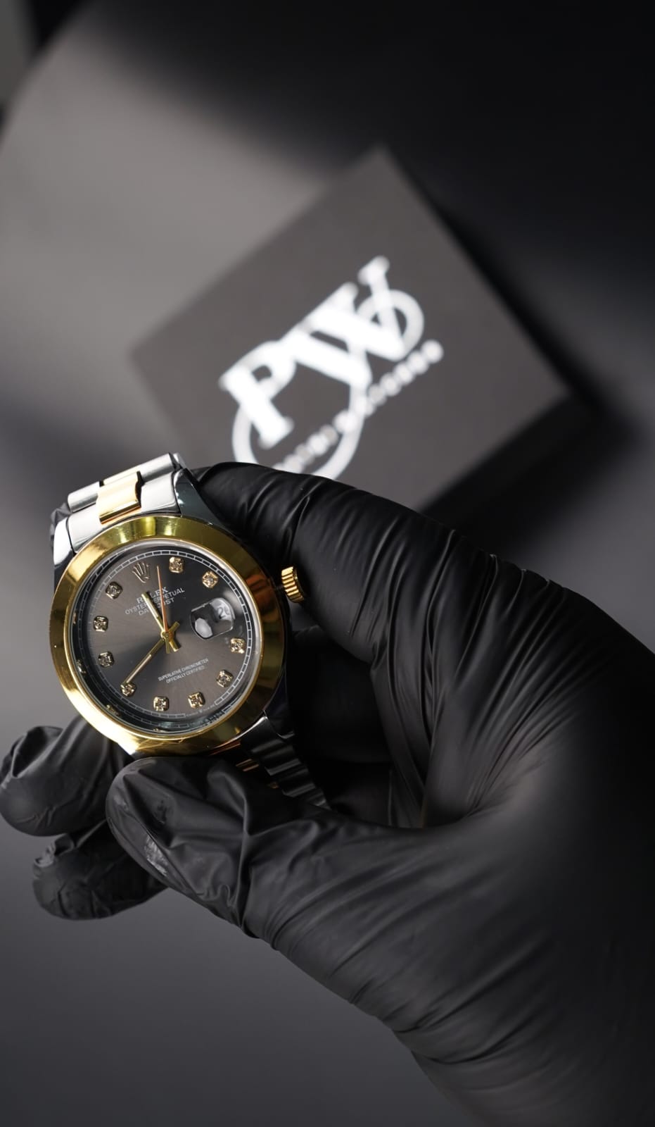 Stone Two Tone Model (Gold Black) Patni Watches