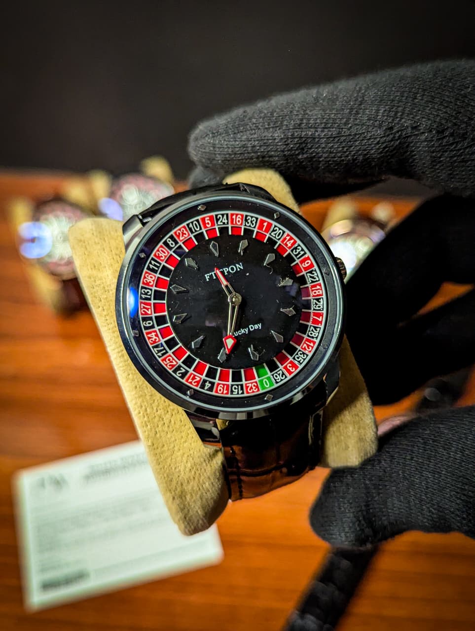 Casino Model Black Leather Strap (Index Dial) Patni Watches