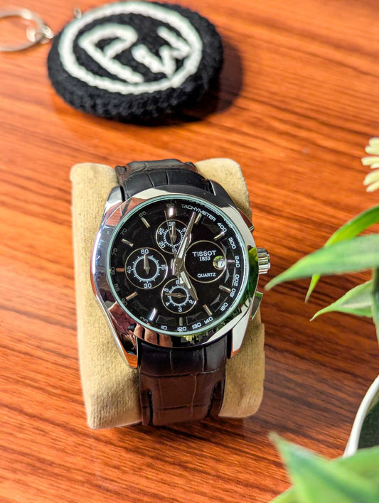 AA+ Silver Chronograph Model (Black) Patni Watches