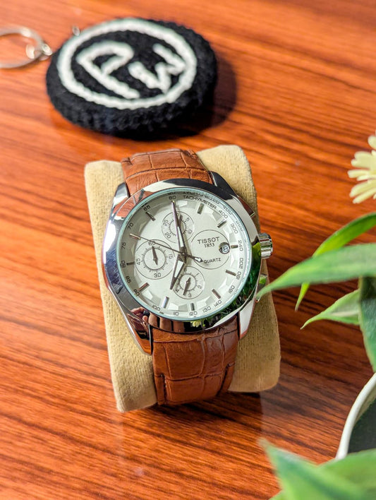 AA+ Silver Chronograph Model (Brown) Patni Watches