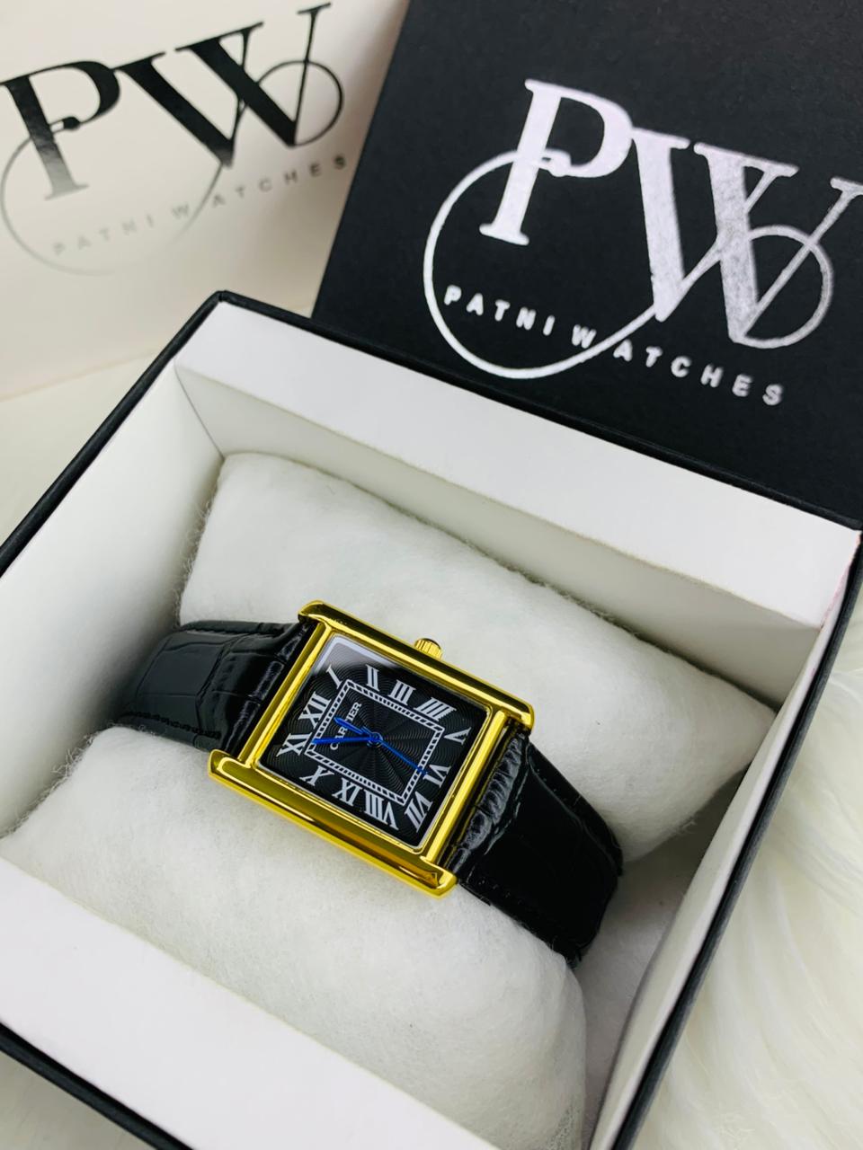 Cart Old Money Tank Model Watch (Black Gold) Patni Watches