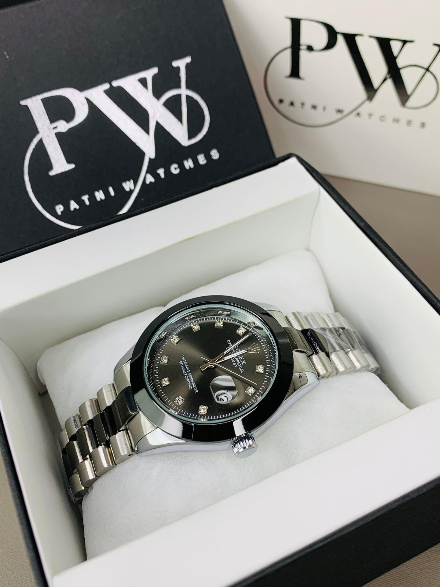 Black Stone Two Tone Model Patni Watches