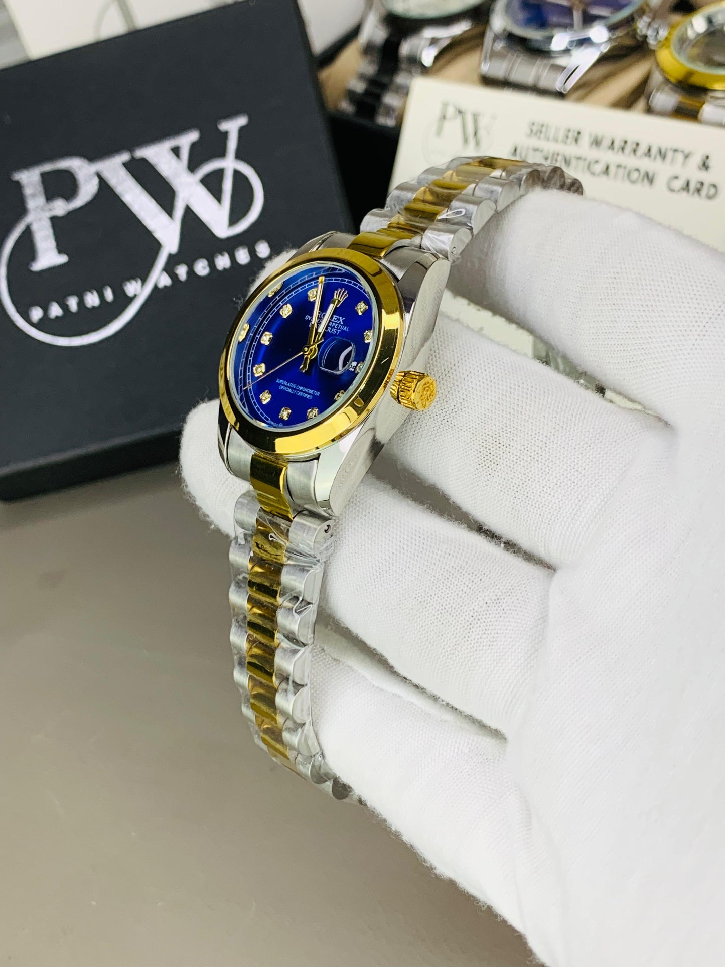 Ladies Stone Two Tone Model (Blue) Patni Watches