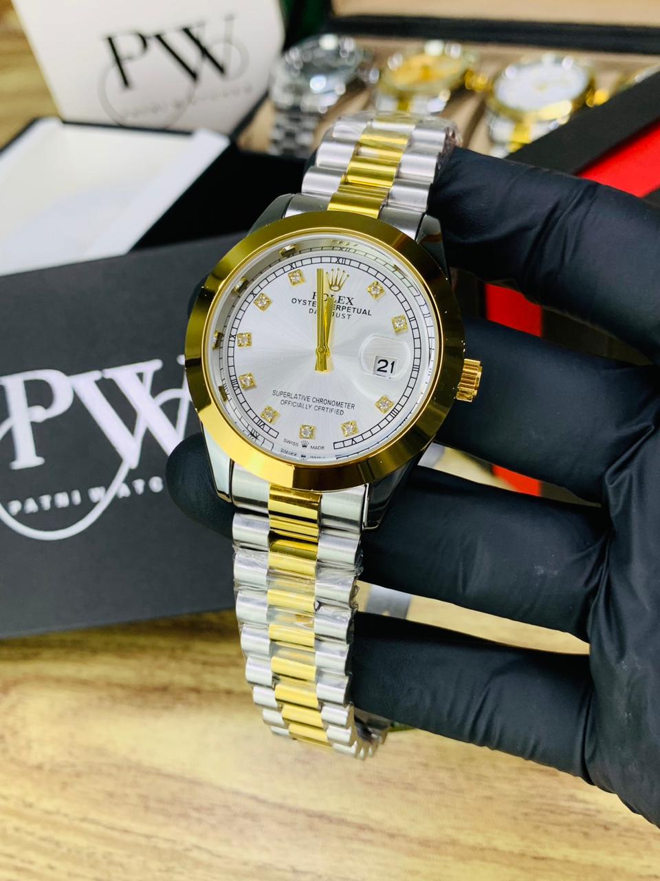 Stone Two Tone Model (White) Patni Watches