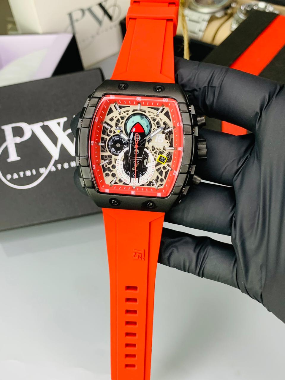 T5 Moon Edition Strap Watch (Red) Patni Watches