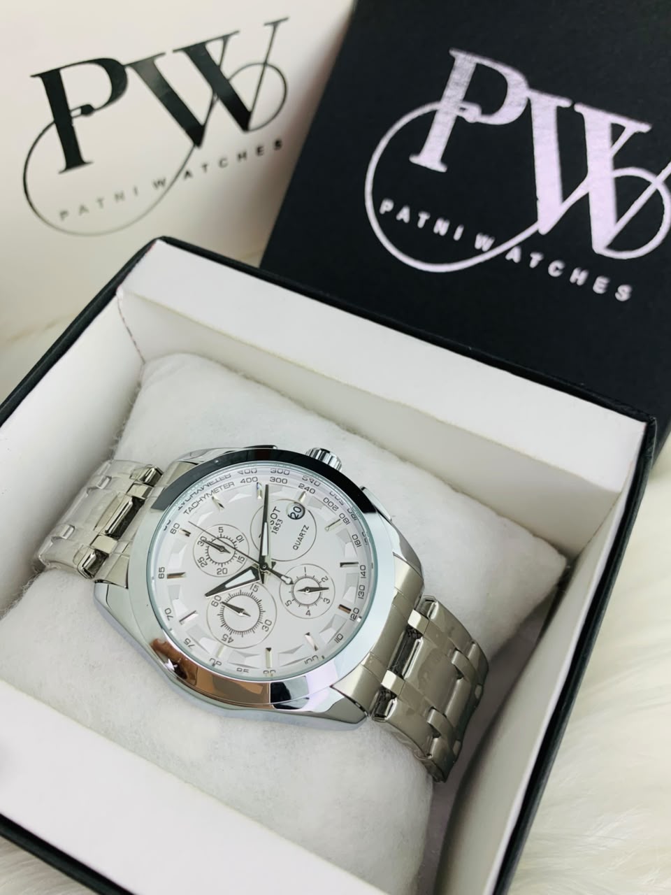 Silver Chronograph Chain Model (White) Patni Watches