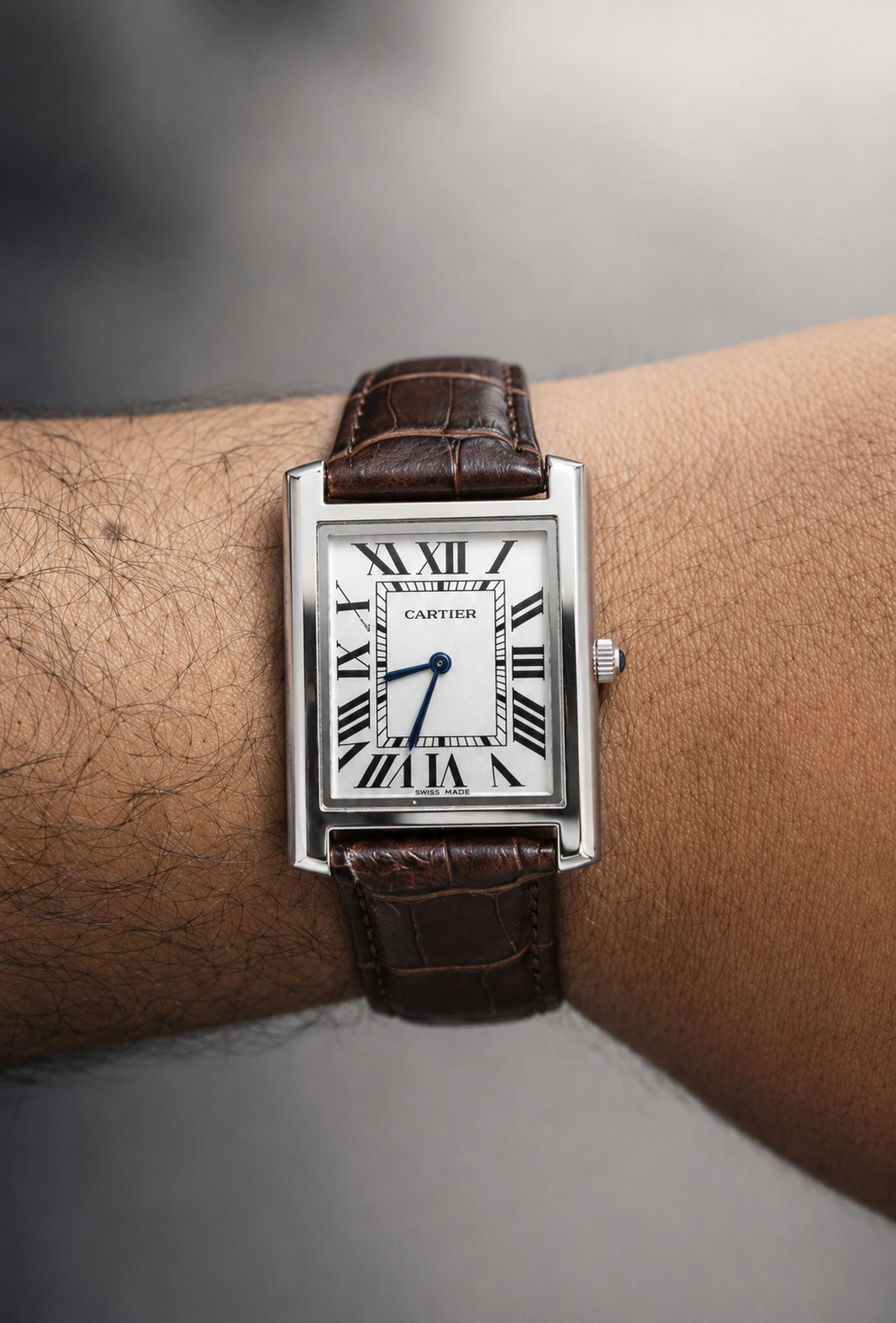 Cart Tank Gold Model (Brown Index White) Patni Watches