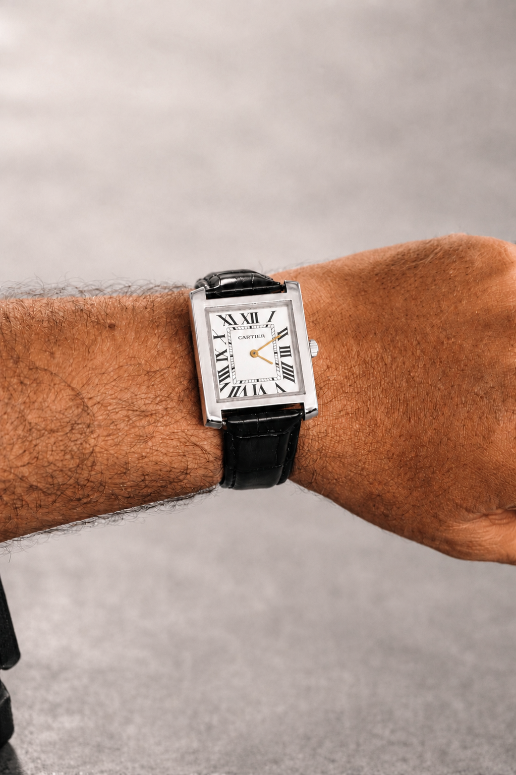 Cart Tank Silver Model (Black Index White) Patni Watches