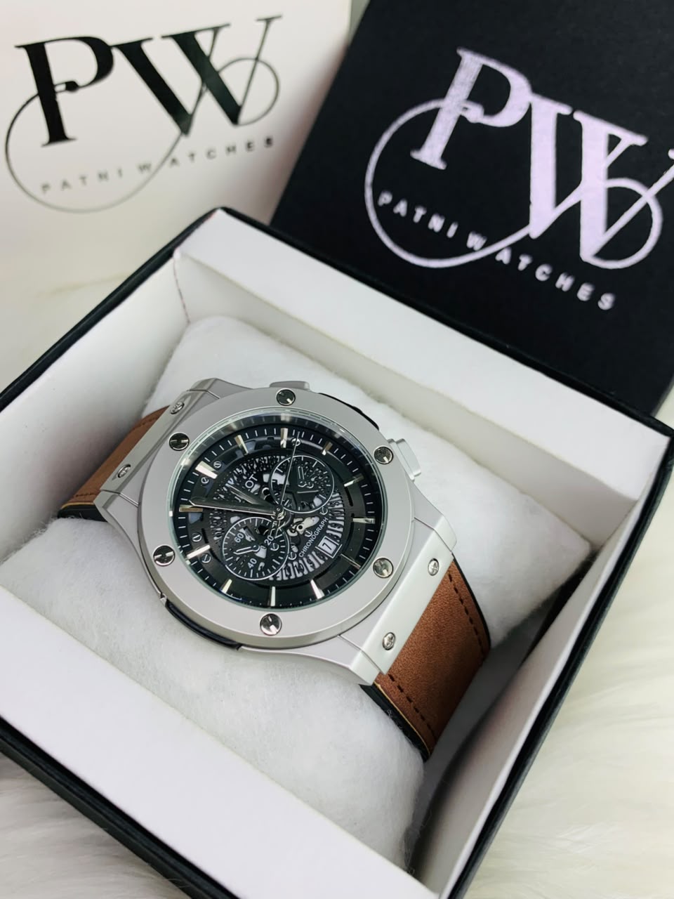 HB Brown Strap Model (Skeleton Black) Patni Watches