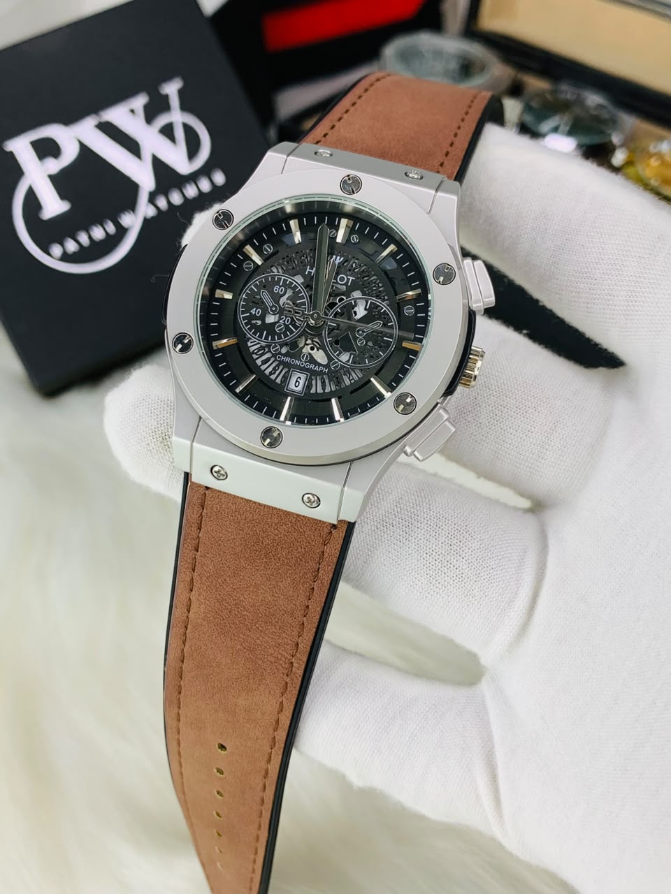 HB Brown Strap Model (Skeleton Black) Patni Watches