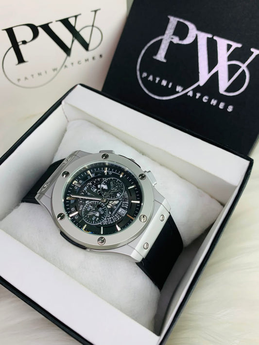 HB Black Strap Model (Skeleton Black ) Patni Watches