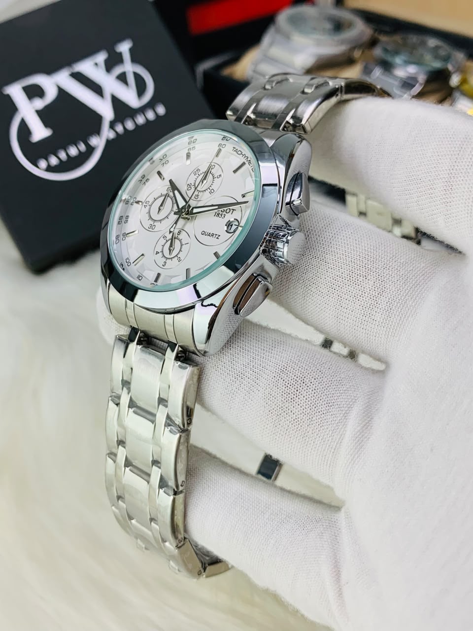 Silver Chronograph Chain Model (White) Patni Watches