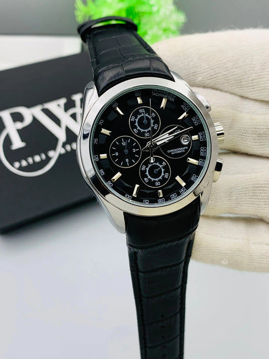 AA+ Silver Chronograph Model (Black) Patni Watches