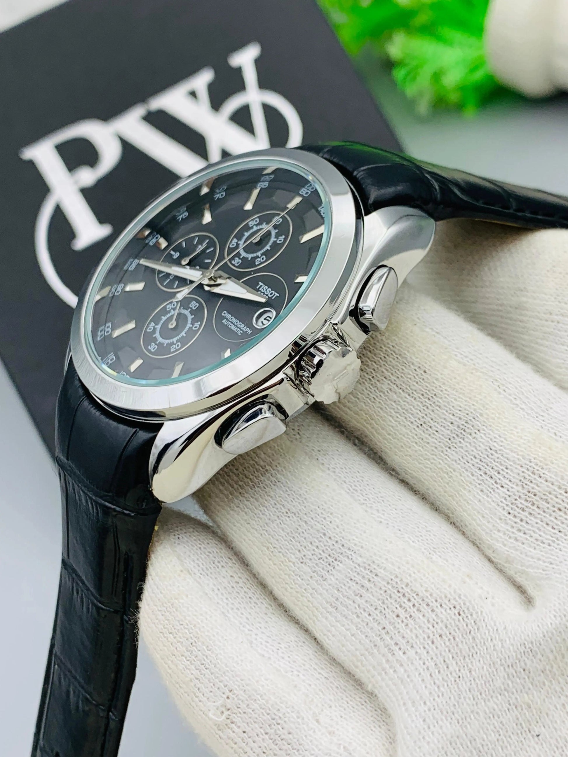 AA+ Silver Chronograph Model (Black) Patni Watches