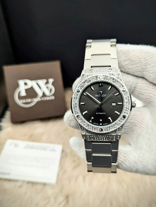 Black HB Stone Model Patni Watches