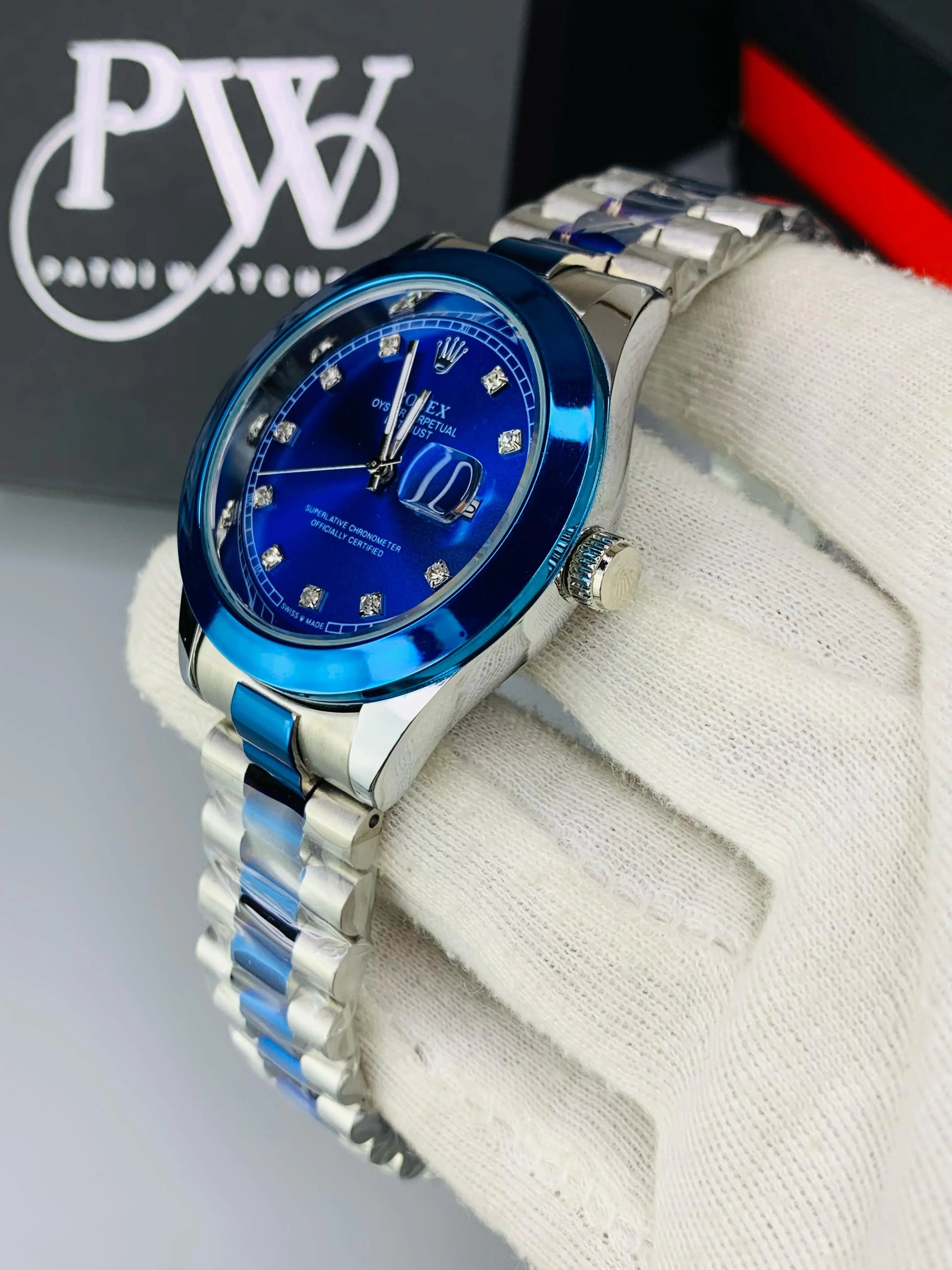 Blue Stone Two Tone Model Patni Watches