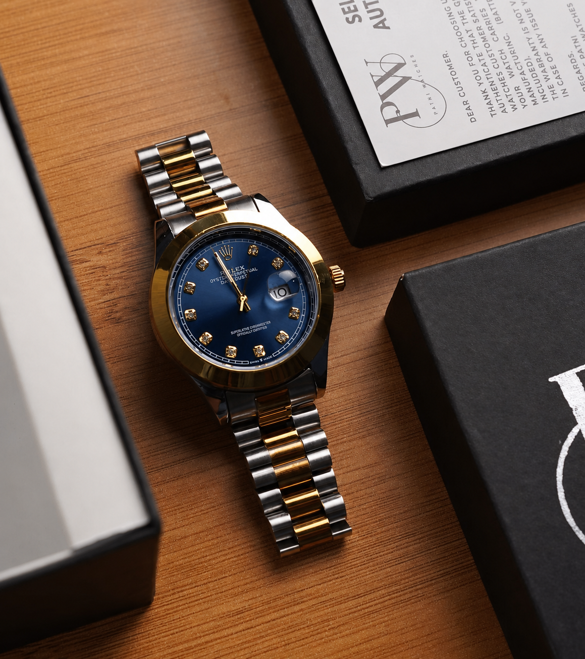 Stone Two Tone Model (Dark Blue) Patni Watches