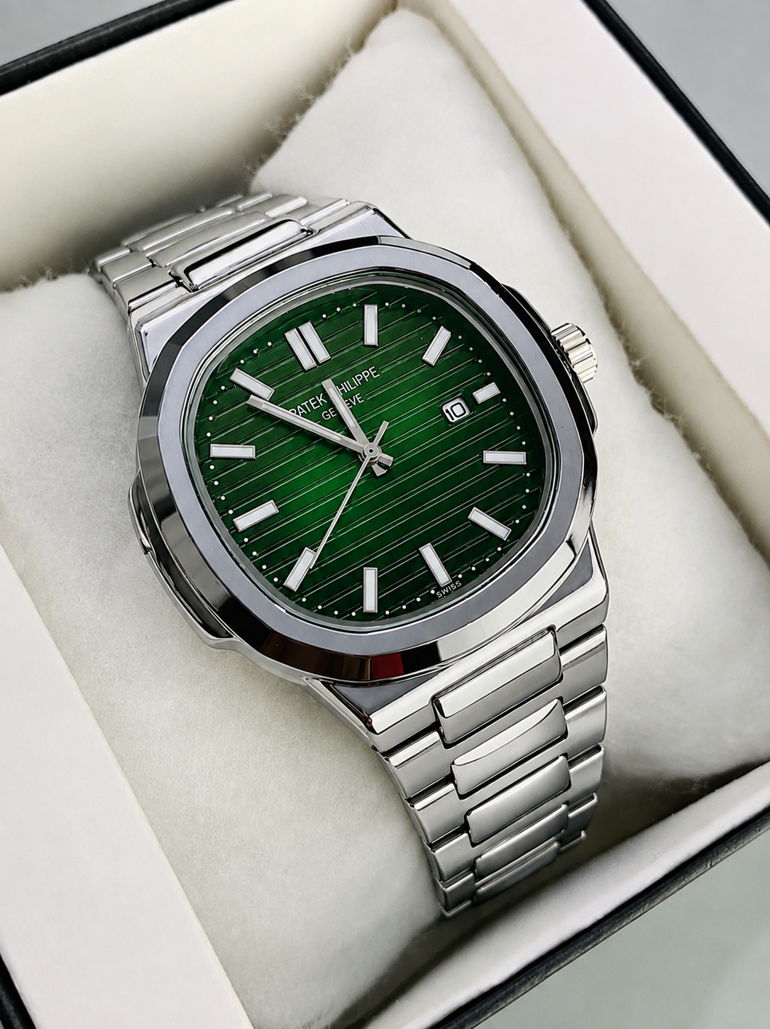 PP Semi-Auto Nautilus Chain (Green) Patni Watches