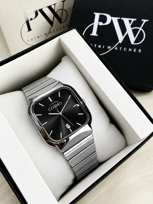 Cosmo Silver Model (Black) Patni Watches