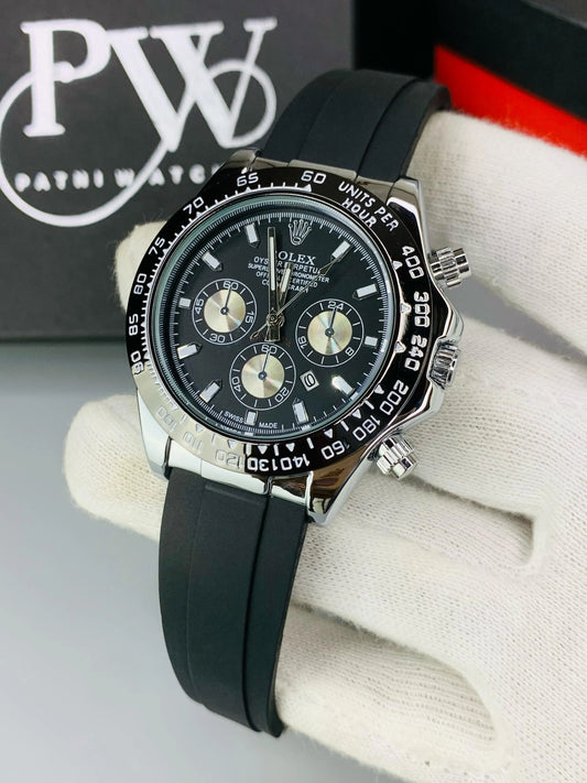 Daytona Stone Strap (Black Silver) Patni Watches