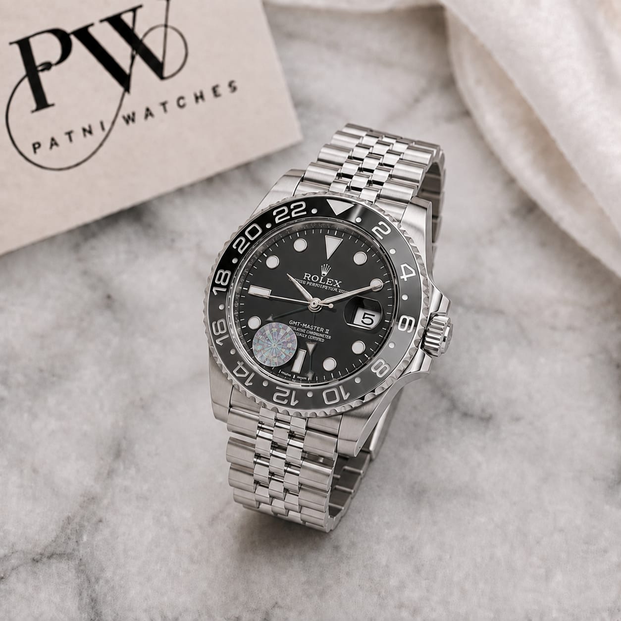 GMT Semi Auto Movement Jubilee Chain | Date Working (Bruce Wayne) Patni Watches