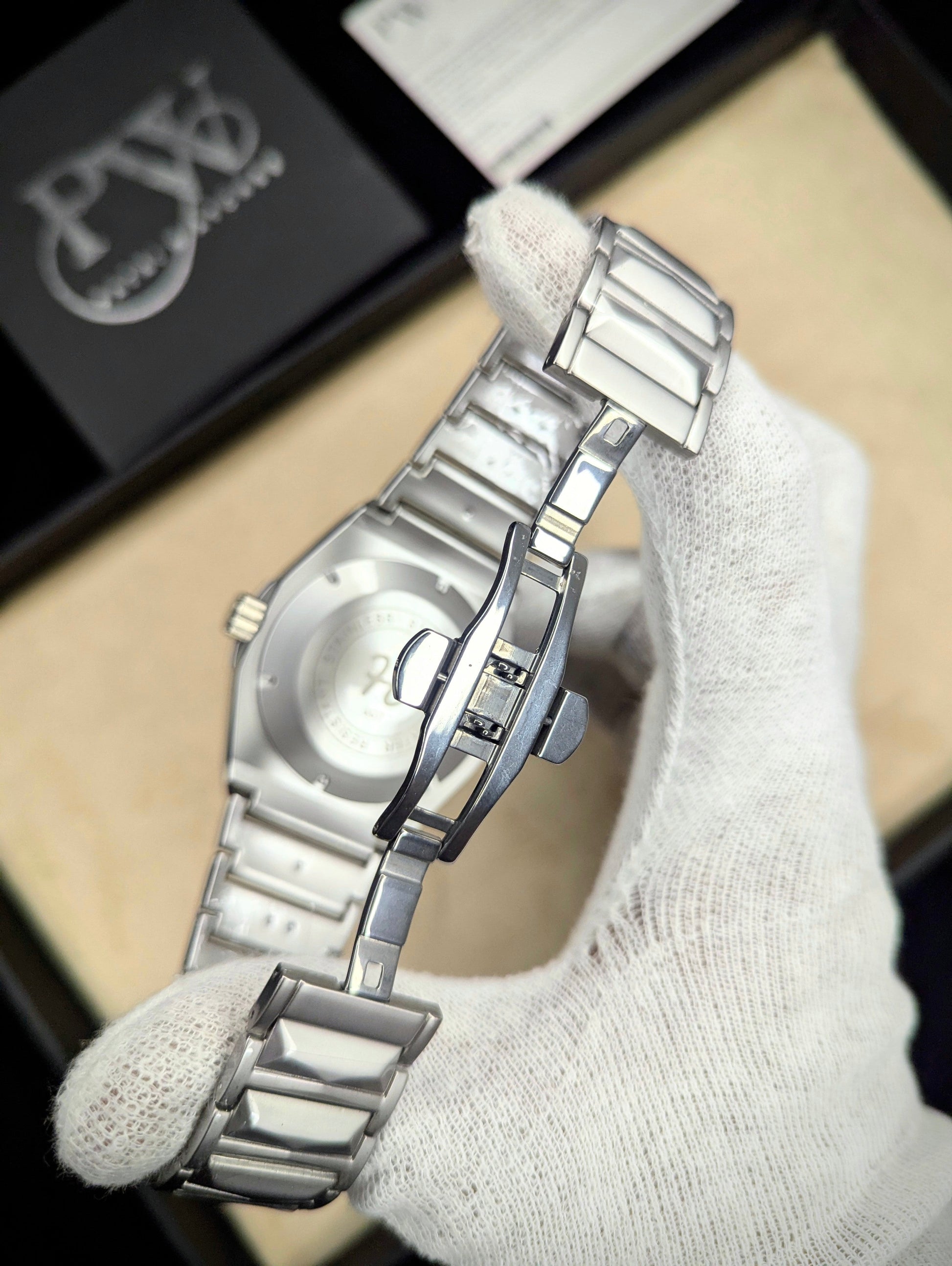 Diamond Cut | Date Adjustment | Texture Chain (Blue) Patni Watches