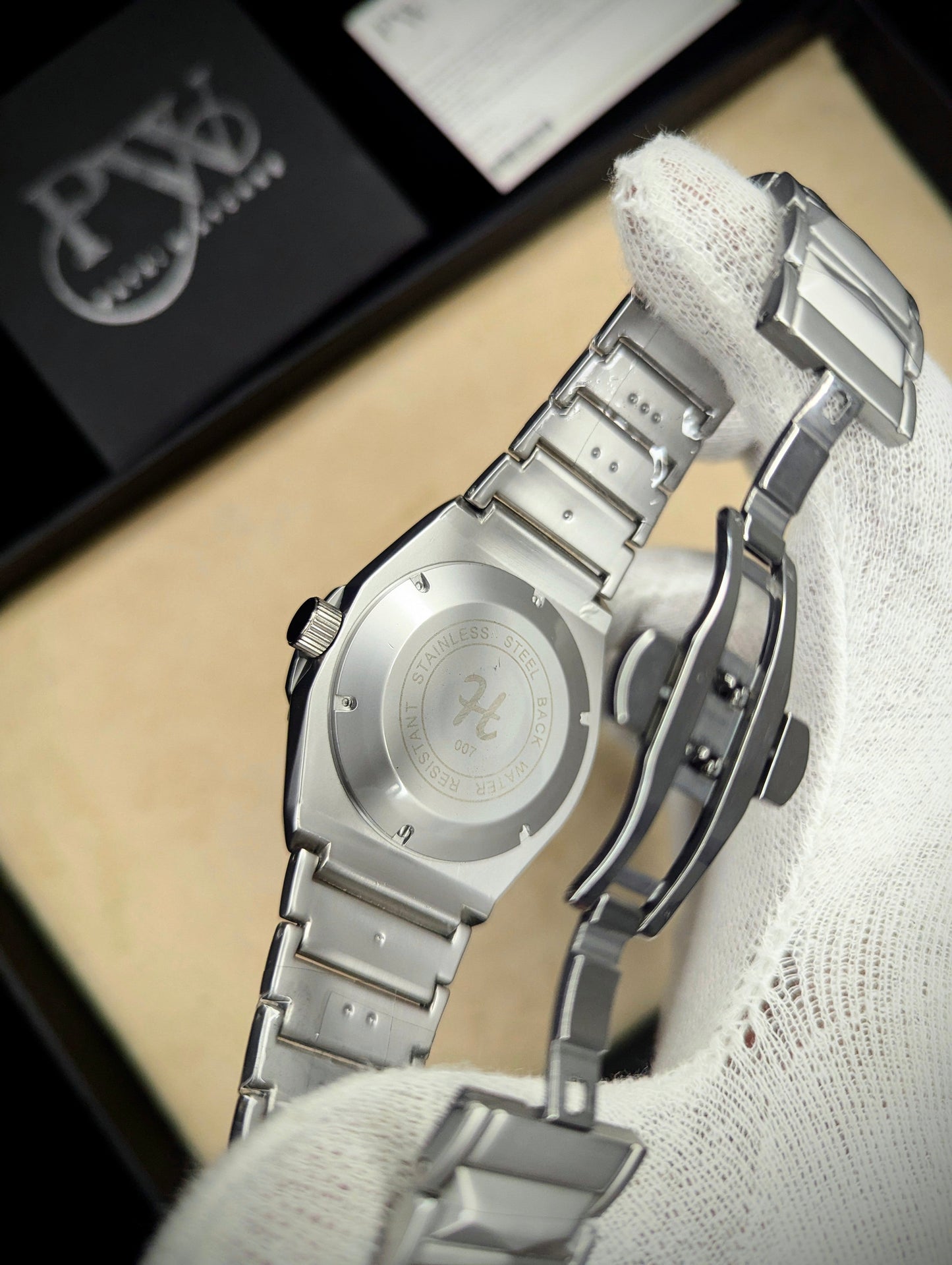 Diamond Cut | Date Adjustment | Texture Chain (Blue) Patni Watches