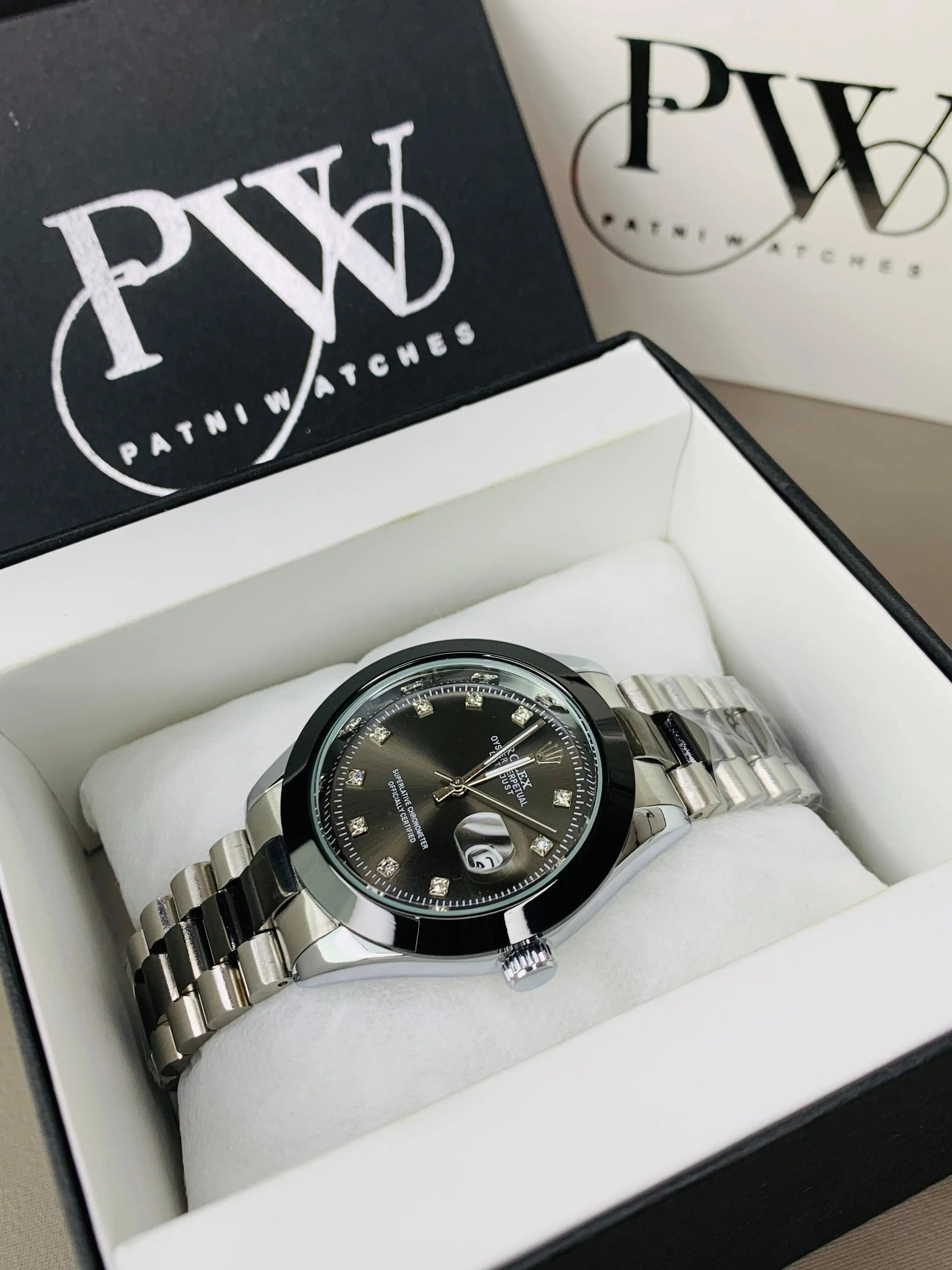 Stone Two Tone Model (Black) Patni Watches
