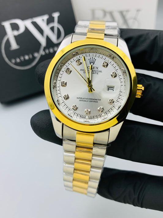 Stone Model With Date Adjustment (White) Patni Watches