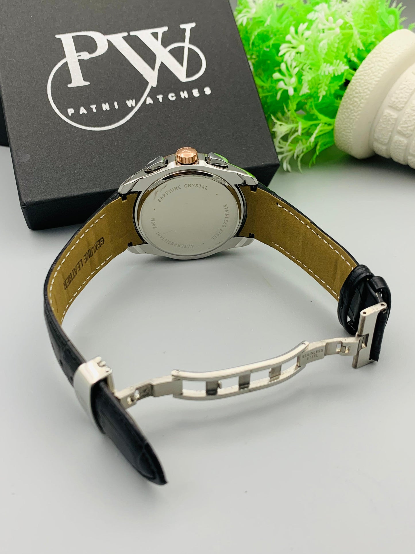 AA+ Silver Chronograph Model (Black) Patni Watches