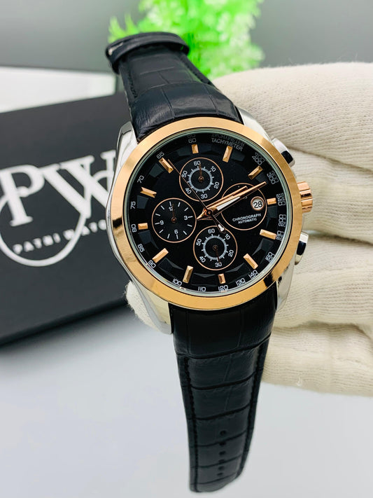 AA+ Silver Chronograph Model (Black Gold) Patni Watches