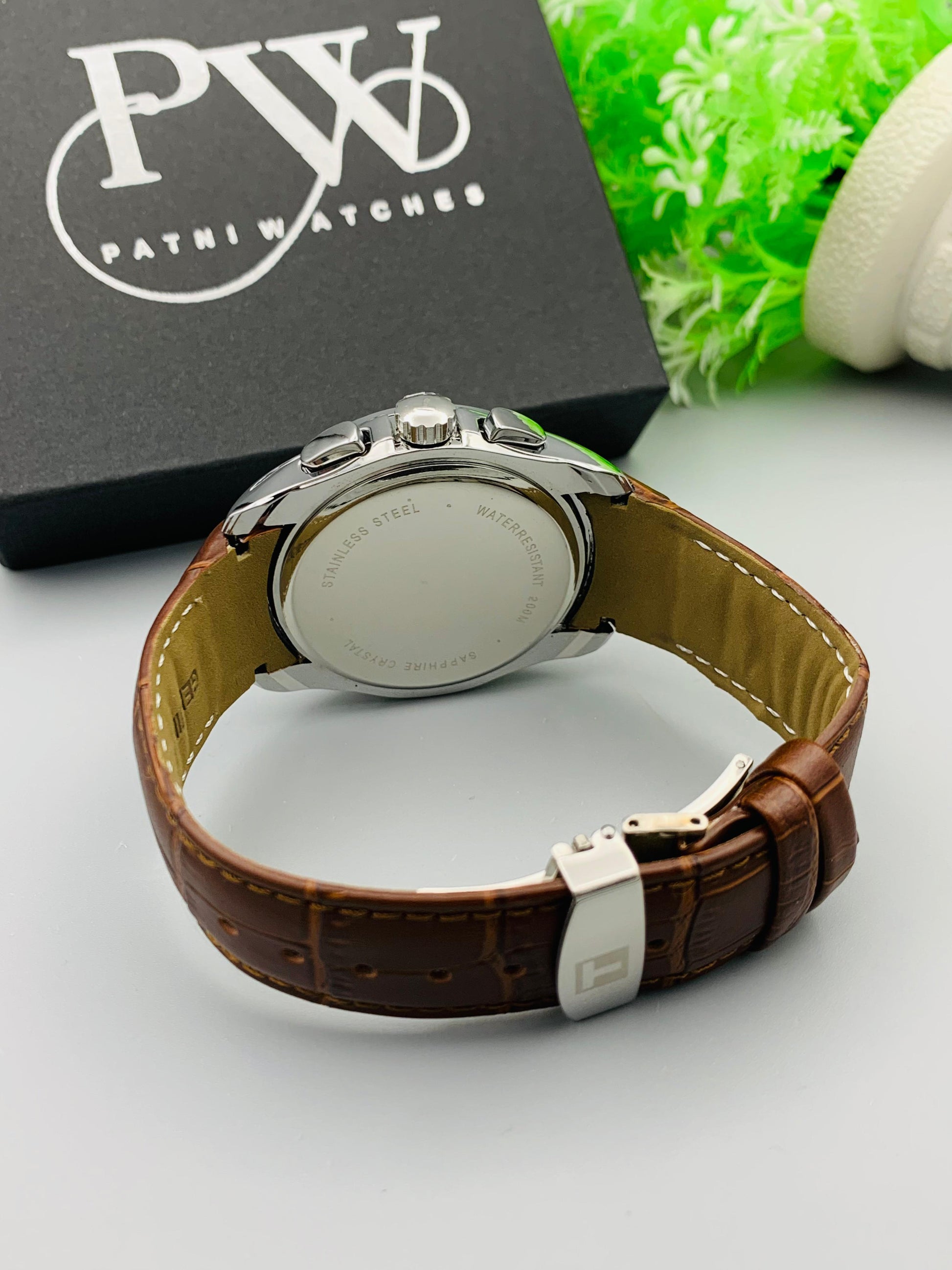 AA+ Silver Chronograph Model (Brown) Patni Watches