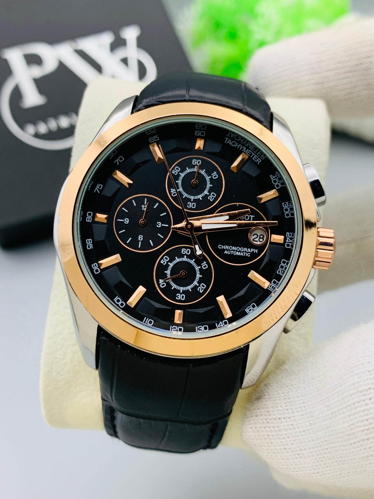 AA+ Silver Chronograph Model (Black Gold) Patni Watches