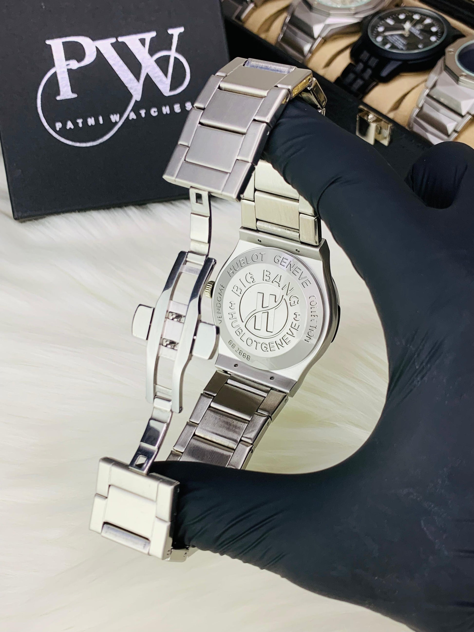 Black HB Stone Model Patni Watches